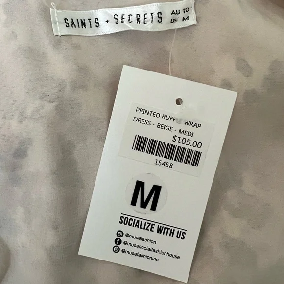 Saints+Secrets Floral Long Sleeves ruffle wrap up Dress - Picture 3 of 4